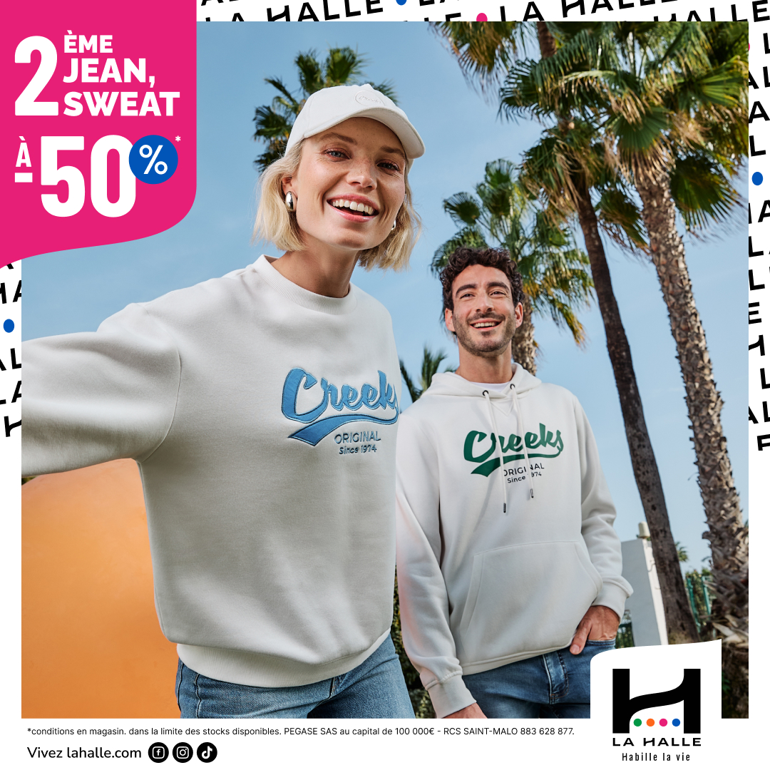 Carré Sud Nimes - 2ème Jean ou Sweat à -50% chez La Halle ! - 2e 50 1080x1080 1 - 1