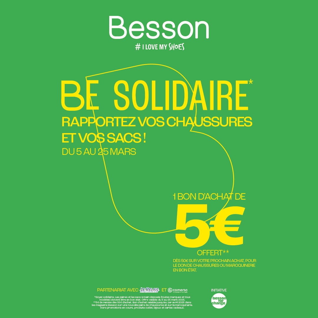 Carré Sud Nimes - Be Solidaire avec Besson Chaussures : Donnez, Gagnez ! - collecte recyclage besson - 1