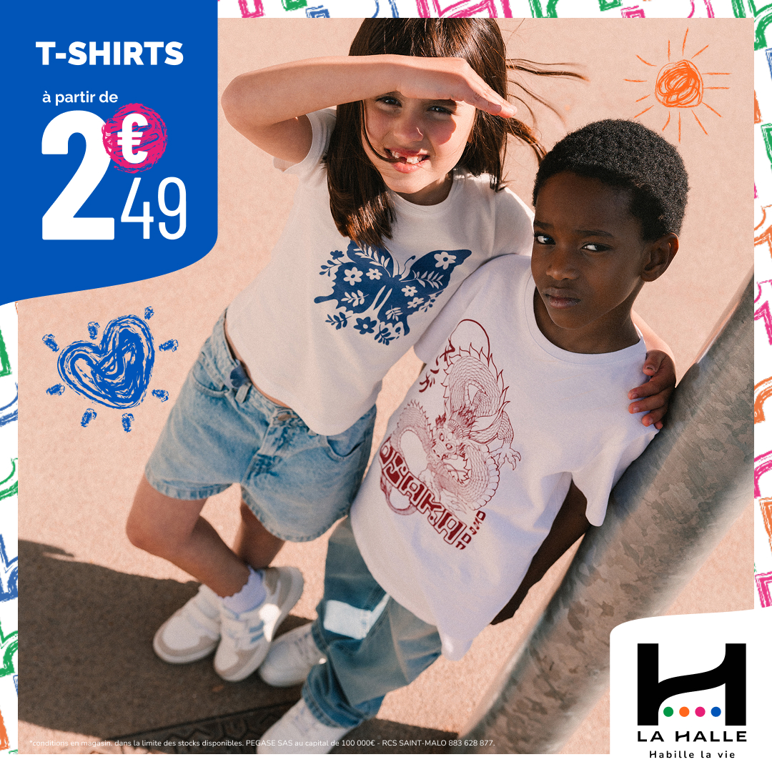 Carré Sud Nimes - Le 2e t-shirt enfant à -50% chez La Halle ! - t shirt enfant 1080 x 1080 - 1